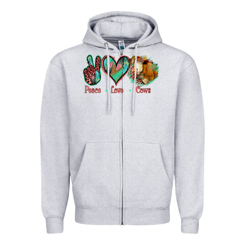 Peace Love Cows Zipper Hoodie by Jasminsmagicworld | Teevron