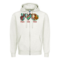 Oatmeal Heather Peace Love Cows Zipper Hoodie - Jasminsmagicworld