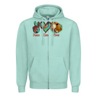 Seafoam Peace Love Cows Zipper Hoodie - Jasminsmagicworld