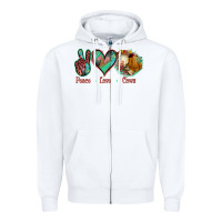 White Peace Love Cows Zipper Hoodie - Jasminsmagicworld