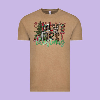 Baby's First Christmas Vintage Tee Designed By Cowhidedigitalart