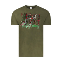 Vintage Olive Baby's First Christmas Vintage Tee - CowhideDigitalArt