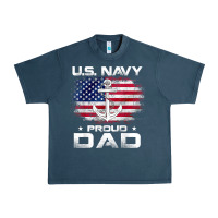 Midnight Navy u.s navy proud dad with american flag gift veteran day t shirt Urban Heavy Tee - linhVisuals