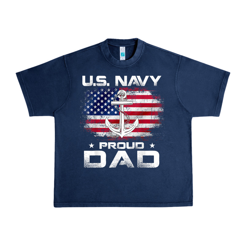 U.s Navy Proud Dad With American Flag Gift Veteran Day T Shirt Urban Heavy Tee by linhVisuals | Teevron