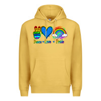 Antique Gold Peace Love Pride Premium Hoodie - Jasminsmagicworld