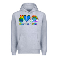 Heather Grey Peace Love Pride Premium Hoodie - Jasminsmagicworld