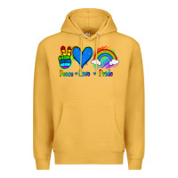 Mustard Peace Love Pride Premium Hoodie - Jasminsmagicworld