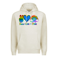 Oatmeal Heather Peace Love Pride Premium Hoodie - Jasminsmagicworld