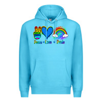 Ocean Blue Peace Love Pride Premium Hoodie - Jasminsmagicworld
