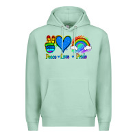 Seafoam Peace Love Pride Premium Hoodie - Jasminsmagicworld