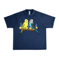 Navy cute budgies Urban Heavy Tee - linhVisuals