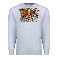 Heather Grey Christmas heifers front view Premium Sweatshirt - RanaPortraitStore