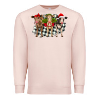 Pale Pink Christmas heifers front view Premium Sweatshirt - RanaPortraitStore