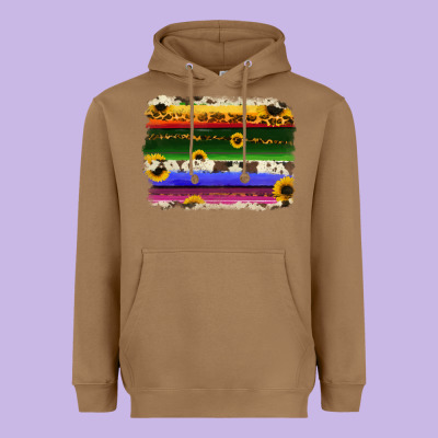 Serape Sunflowers Leopard Cowhide Background Heavyweight Hoodie Designed By Ranaportraitstore