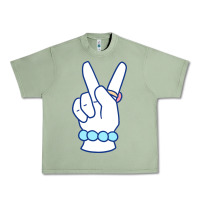 Oil Green girl peace sign Urban Heavy Tee - linhVisuals