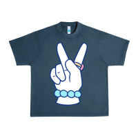 Midnight Navy girl peace sign Urban Heavy Tee - linhVisuals