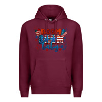 Burgundy boom boom baby 4th of july Premium Hoodie - BarkalooDesign