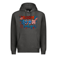 Charcoal Heather boom boom baby 4th of july Premium Hoodie - BarkalooDesign