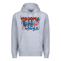 Heather Grey boom boom baby 4th of july Premium Hoodie - BarkalooDesign