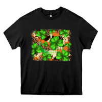 Black st.patricks plaid  green glitter cowhide  leopard Heavy Core Tee - FaDigitalArtStudio