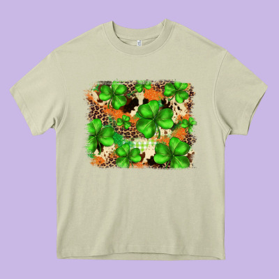St.patricks Plaid  Green Glitter Cowhide  Leopard Heavy Core Tee Designed By Fadigitalartstudio