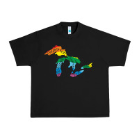 Black all michigan great lakes rainbow colors Urban Heavy Tee - linhVisuals