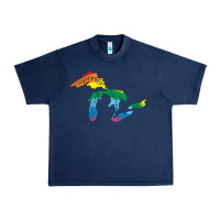 Navy all michigan great lakes rainbow colors Urban Heavy Tee - linhVisuals