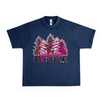 Navy Merry Christmas pink  trees Urban Heavy Tee - CowhideDigitalArt