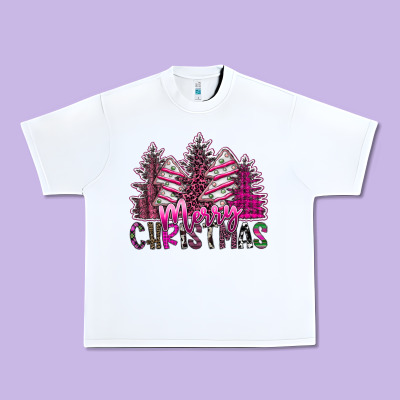 Merry Christmas Pink  Trees Urban Heavy Tee Designed By Cowhidedigitalart