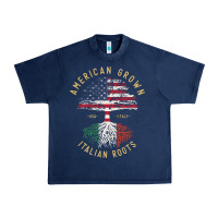 American Grown Italian Roots Italy Flag Vintage Tree Urban Heavy Tee | Teevron