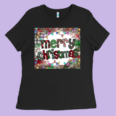 Merry Christmas Ladies Tee Designed By Cowhidedigitalart