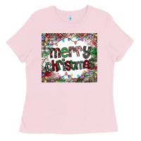 Bubblegum Pink merry Christmas Ladies Tee - CowhideDigitalArt