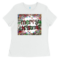 White merry Christmas Ladies Tee - CowhideDigitalArt