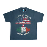 Midnight Navy american grown italian roots usa italy flag tree Urban Heavy Tee - linhVisuals