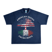 Navy american grown italian roots usa italy flag tree Urban Heavy Tee - linhVisuals