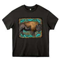 Asphalt bison with gemstone background Heavy Core Tee - RanaPortraitStore