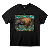 Black bison with gemstone background Heavy Core Tee - RanaPortraitStore