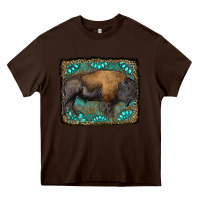 Chocolate Brown bison with gemstone background Heavy Core Tee - RanaPortraitStore