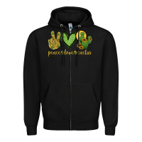 Black peace love cactus Zipper Hoodie - Jasminsmagicworld