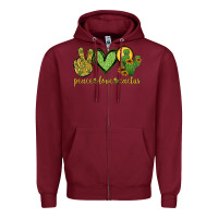 Burgundy peace love cactus Zipper Hoodie - Jasminsmagicworld