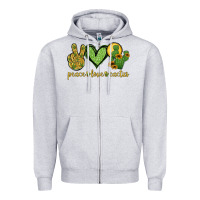 Heather Grey peace love cactus Zipper Hoodie - Jasminsmagicworld