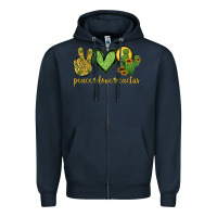 Navy peace love cactus Zipper Hoodie - Jasminsmagicworld