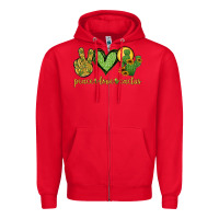 Red peace love cactus Zipper Hoodie - Jasminsmagicworld