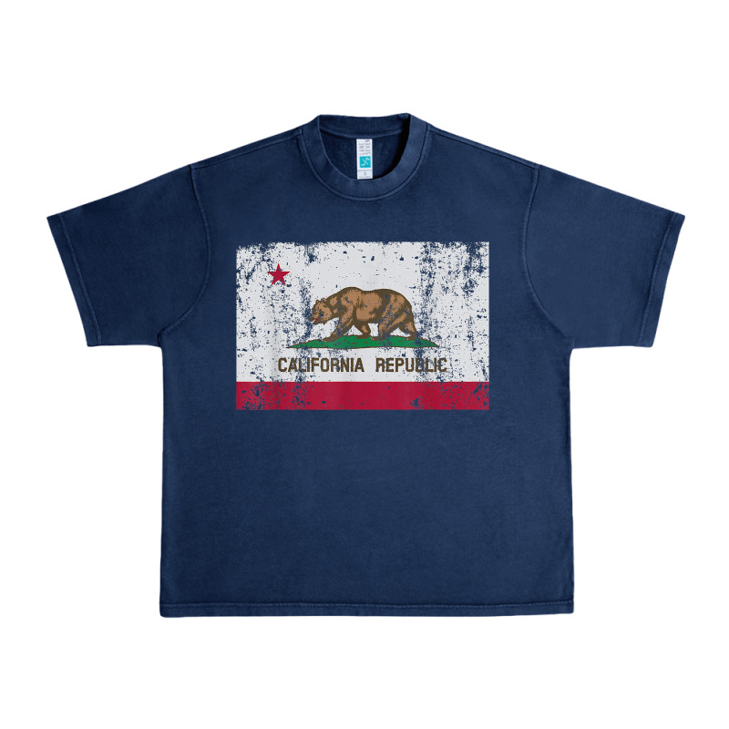 California Flag Womens Mens Heavy Distressed Vintage Gift T Shirt Urban Heavy Tee by linhVisuals | Teevron