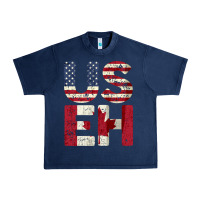 Navy canada us eh american canadian flag vintage america colors patriotic g Urban Heavy Tee - linhVisuals
