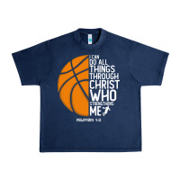 Navy christian basketball i can do all things through christ philippians 41 Urban Heavy Tee - linhVisuals