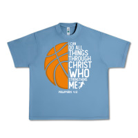 Pebble Blue christian basketball i can do all things through christ philippians 41 Urban Heavy Tee - linhVisuals