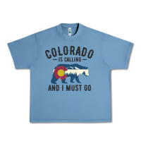 Pebble Blue colorado is calling and i must go state flag with wild bear Urban Heavy Tee - linhVisuals