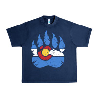 Navy colorado state flag bear paw print pocket place Urban Heavy Tee - linhVisuals