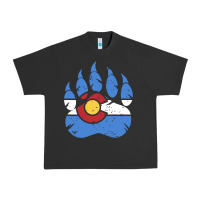 Pigment Black colorado state flag bear paw print pocket place Urban Heavy Tee - linhVisuals